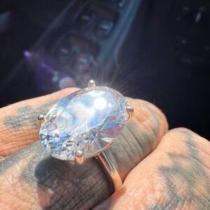 Elegant Silver Oval-Cut Ring